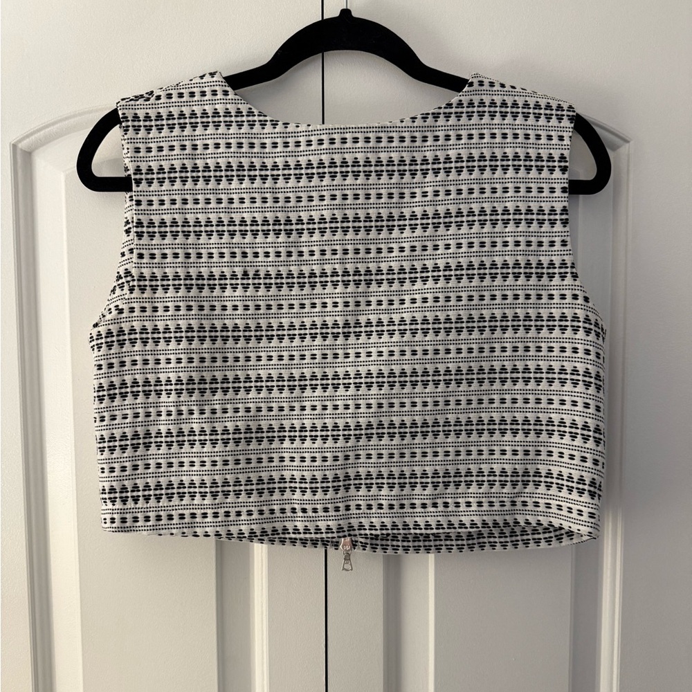 Alexis Black and White Embroidered Crop Top